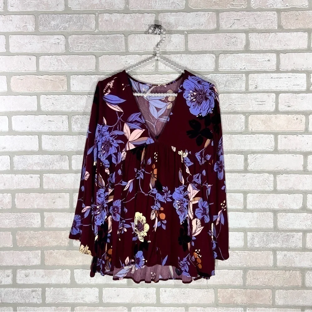 Free People Bella Floral Print Tunic Top Size S
